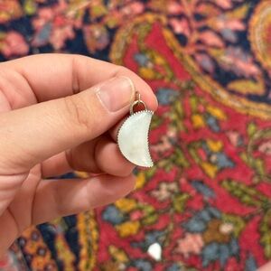 white chalcedony crescent moon pendant sterling silver.